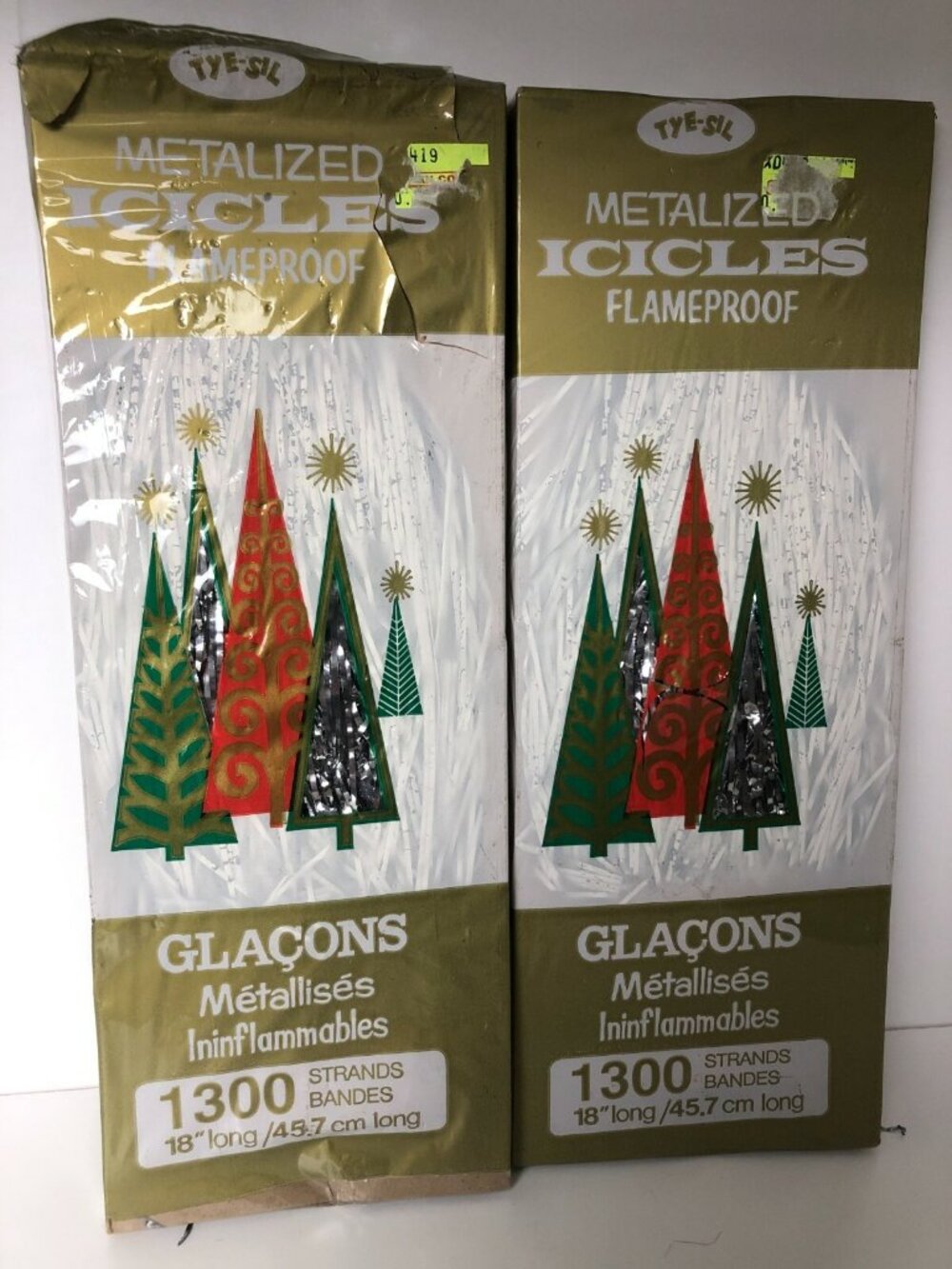 Tinsel Christmas Tree Icicles Metalized 2600 Strands 18" Long Flameproof
